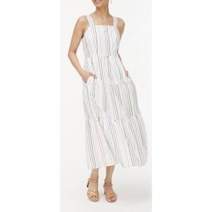 J. Crew White Maxi Dress with Multi-Color Stripes